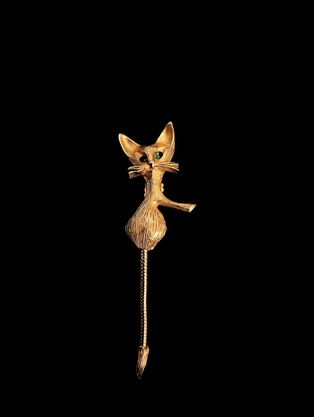 Vintage Green Eyed Kitten Brooch